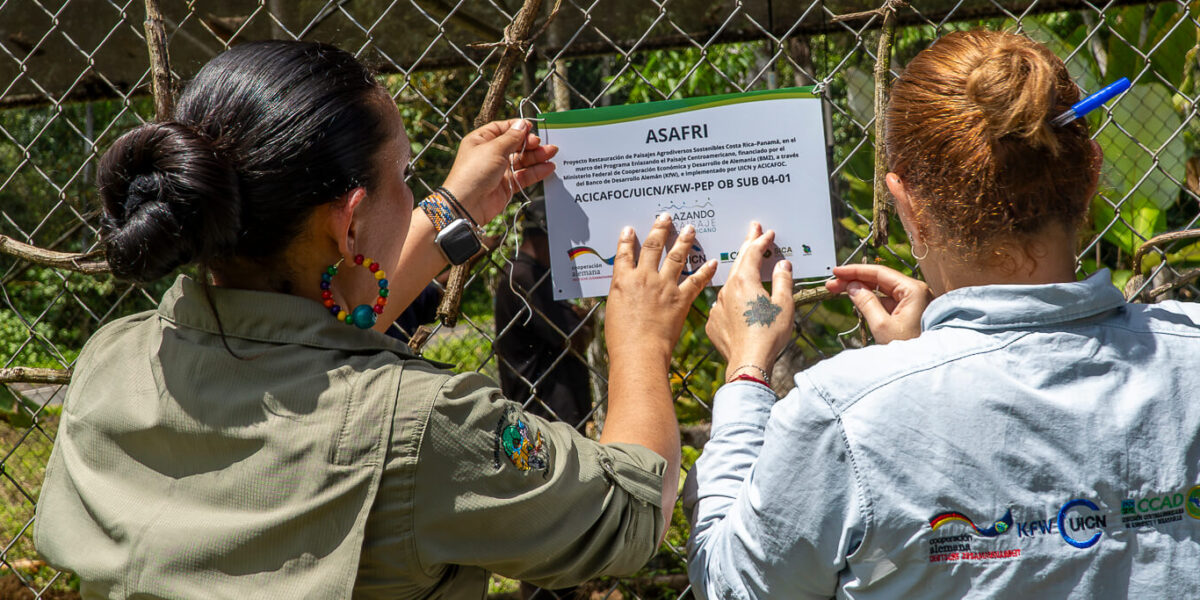Equipo de ACICAFOC realiza plaqueo de activos de subproyectos del Programa Enlazando el Paisaje en Bocas del Toro, Panamá